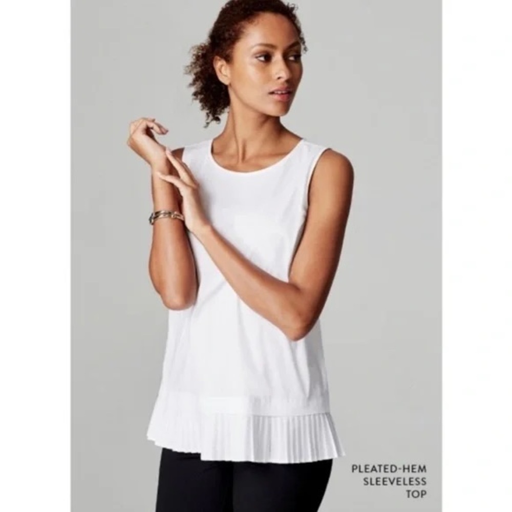 J. Jill White Pleated-Hem Tank Top